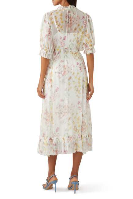 Floral-Print Ruffled Dress
